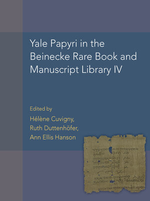 cover image of Yale Papyri in the Beinecke Rare Book and Manuscript Library IV